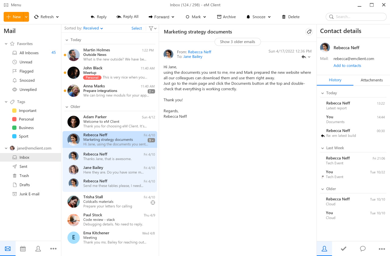 eM Client UI preview